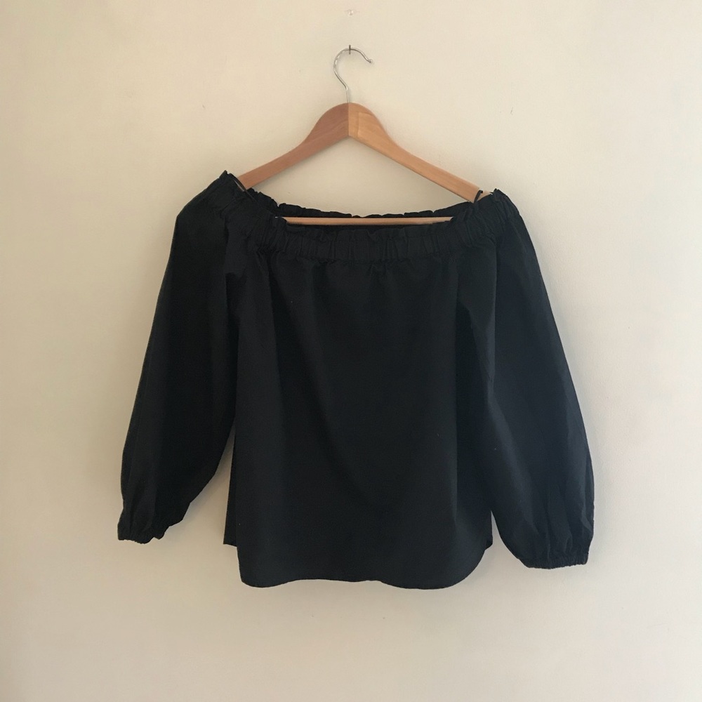 Off the shoulder 3/4 length sleeve shirt